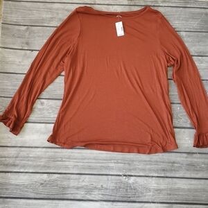NWT Maurices Long Sleeve T-Shirt/Tunic With Ruffle Hem Sleeves Size 0